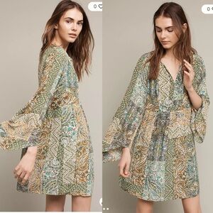 Anthropologie Floreat Amelie Silk Kimono Dress